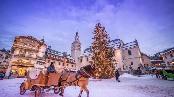 megève, village, montagne, hiver